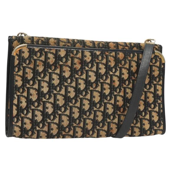 DIOR Trotter Canvas Shoulder Bag Navy Gold - Picture 1 of 12